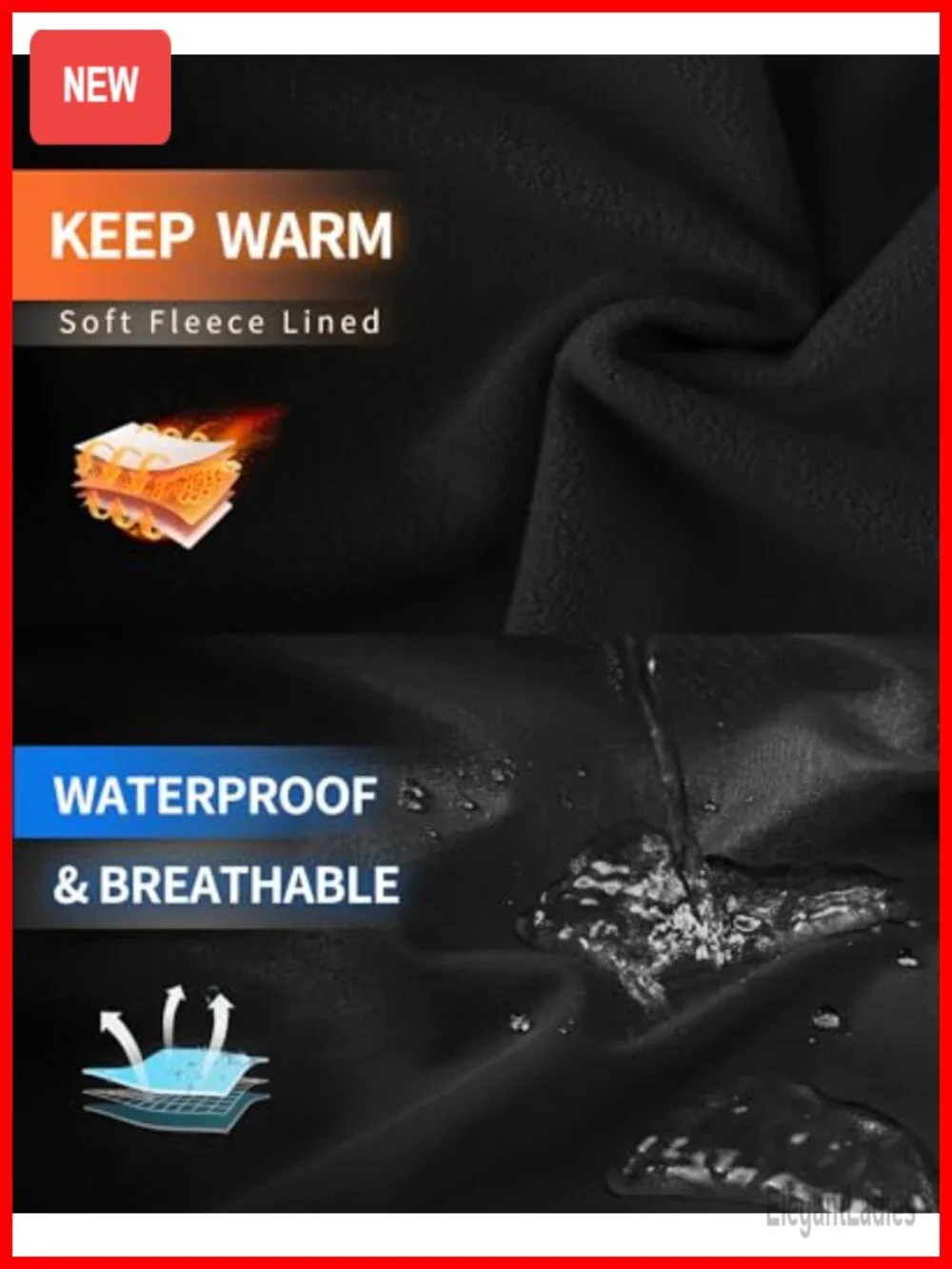 Women's Waterproof Softshell Jacket with Fleece Lining, Hood, 5 Pockets